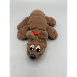 Tonka Pound Puppies Brown Dog Plush Small 8” Vintage Red Collar Stuffed